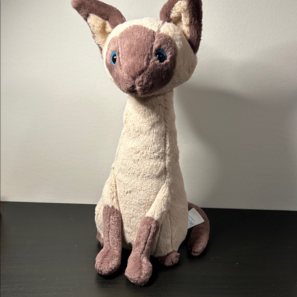 Rare/retired Jellycat Plush Cat Toy - Cream and Brown
